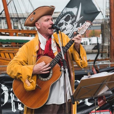 Piratitude Gallery Image. -  Pirate band busking by the Matthew April 2021