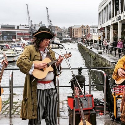 Piratitude Gallery Image. -  Bristol Pirate Band - Harbourside Busking January 2022