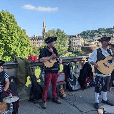 Piratitude Gallery Image. -  Pirate band busking in Bath, Summer 2021